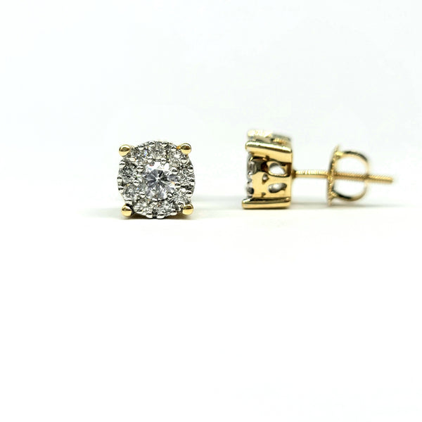 Diamond Cluster Stud Round Earrings (1 ct. t.w.) in 14K Gold