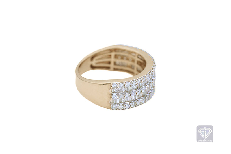 Diamond Baguette 2 Row Pinky Ring (4.5 CT. t.w) 14K Gold