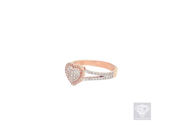 14K Rose Gold Heart Shaped Ladies Ring (0.56 ctw)