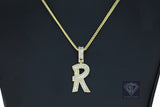 14K Yellow Gold 'R' Initial Custom Diamond Baguette Pendant (1.25 ct t.w)