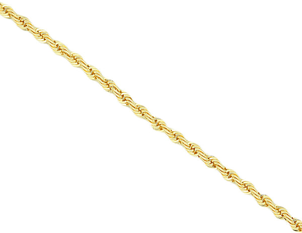 14K Yellow Gold Solid Rope Chain 2mm