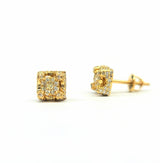 3D Castle Shape Diamond Round Stud Earrings (.50ctw)