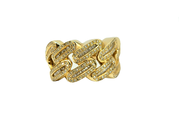 Diamond Baguette's (1.0CT T.W) Men's Cuban Ring in 14K Yellow Gold