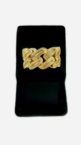 Diamond Baguette's (1.0CT T.W) Men's Cuban Ring in 14K Yellow Gold