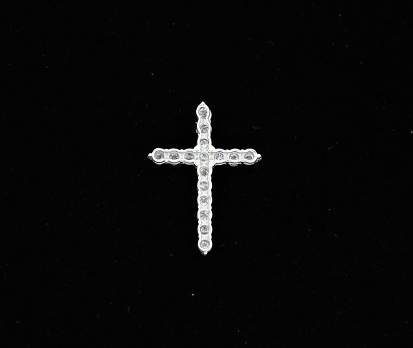 14K White Gold Cross Diamond Charm (.90ct)