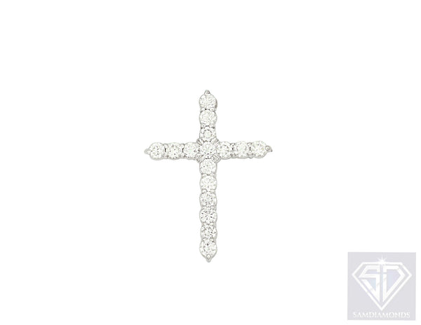 14K White Gold Cross Diamond Charm (.90ct)