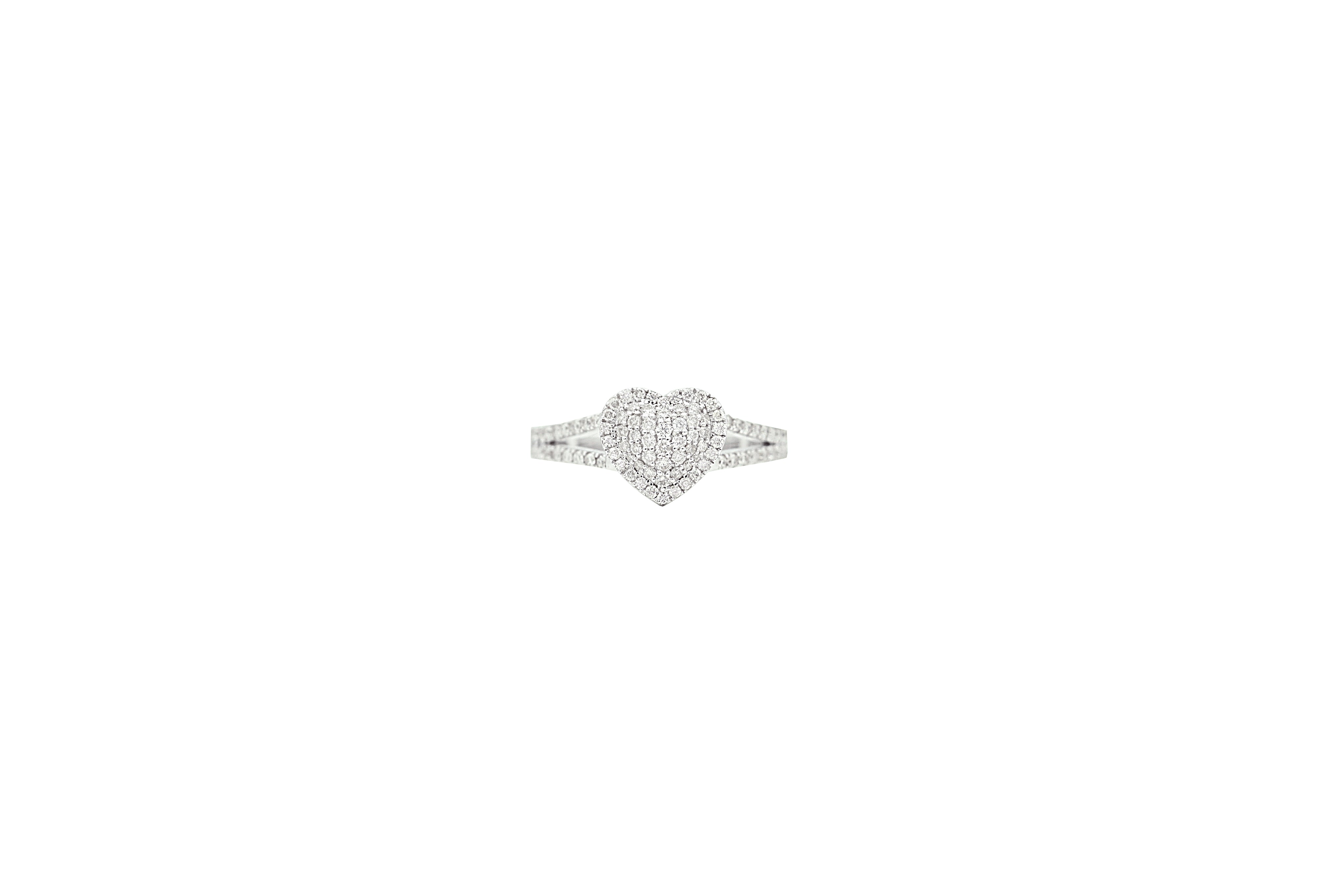 10K White Gold Heart Shaped Ladies Ring (0.52 ctw) – Sam Diamonds NY