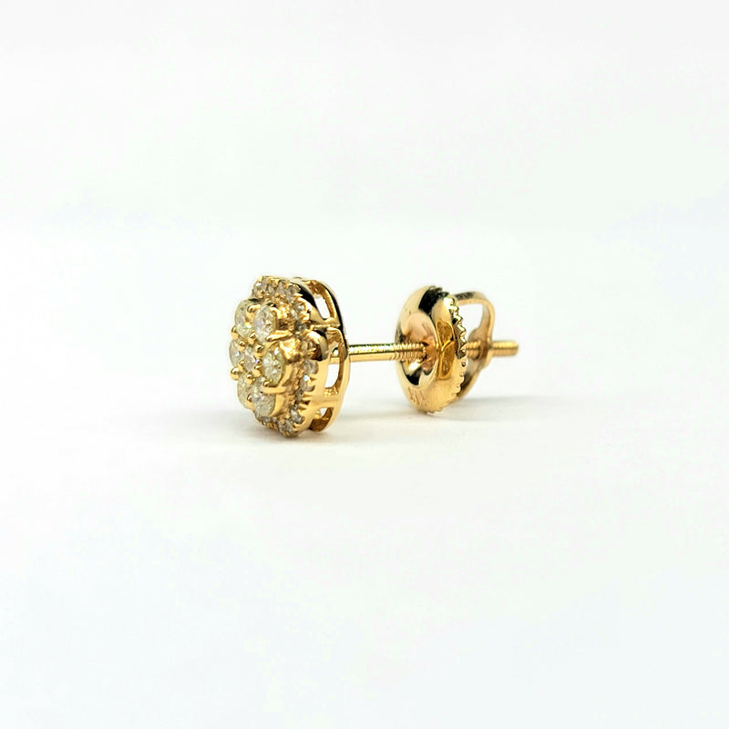 Diamond Flower Round Cluster Stud Earrings (.55 ct. t.w) in 14K Gold